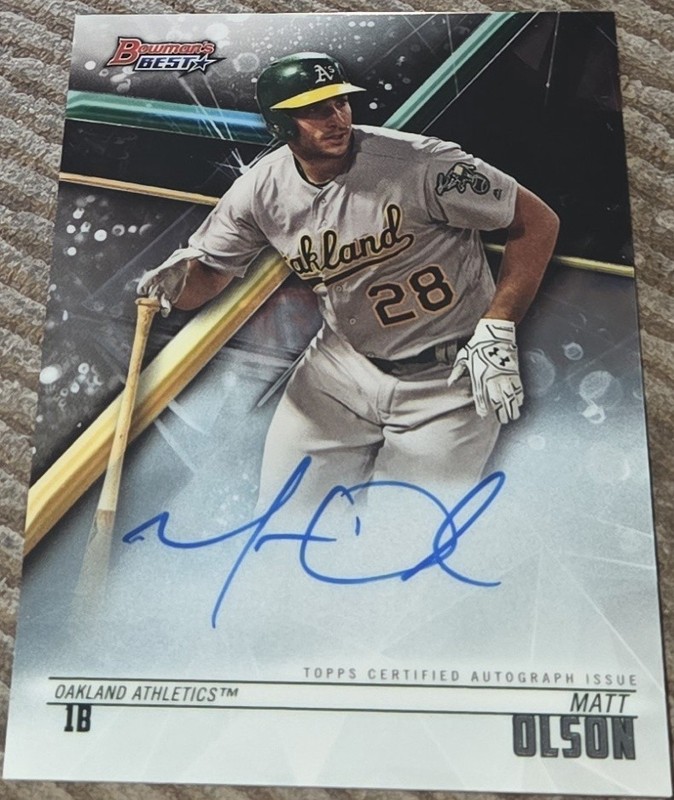 Matt Olson 2018 Bowman's Best Autograph Auto Card #B18-MO Oakland Athletics