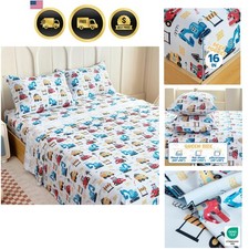 Kids Queen Sheet Set Cartoon Bed Sheets Soft Microfiber Kids Bed Sheets Beddi...