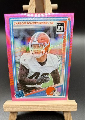 2025 Panini Donruss - Rated Rookie Carson Schwesinger #392 Optic Preview Pink 