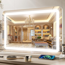 Large Vanity Mirror with Lights 32"X22", Lighted Makeup Mirror, Wall-Mounted Hol