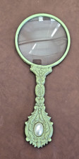 VTG Ornate Antique / French Style Magnifying Glass Carved Handle w/ Pearl