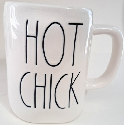 #ad Rae Dunn Artisan Collection White Pink Mug “Hot Chick” $20.00