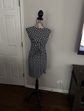 Lauren Ralph Lauren Women Dress 8p Blue Geometric Sheath Sleeveless