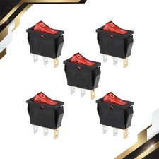 5 x Boat Rocker Switch Red LED Light DC12/24V Toggle ON/OFF AC 250V/15A 125V/20A