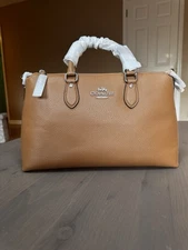 COACH Georgia Satchel Bag - Pebble Leather CR156 Silver/Light Saddle NEW W/Tags