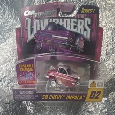 Rare Car Tuned 59 Chevy Impala Pink Purple Lowriders Diecast Car Led