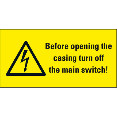 Dreifke  Warn-Kombischild Before opening...turn off, RoHS konform, Folie, selbst