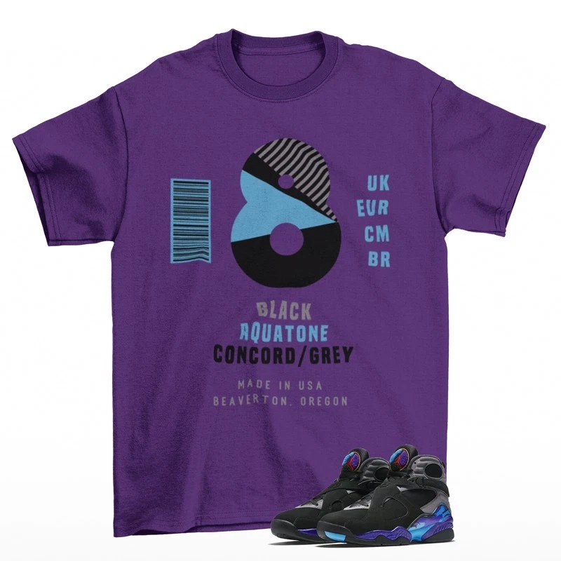 Sneaker Label Shirt Purple to Match Jordan 8 Retro Aqua 305381-006