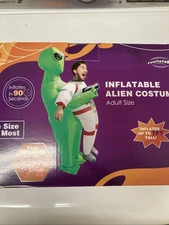 INFLATABLE ALIEN BLOW UP ADULT ASTRONAUT Abductions COSTUME 7 Ft