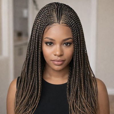 Braided Wig 2/30 Ombre Full Lace Box Braids Glueless Handmade Long 28'' NWT 