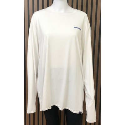 Patagonia Men's Long Sleeve T Shirt White Graphic Print Outdoor Activewear Logo