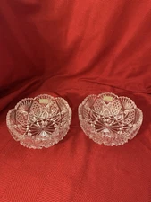 2 Mikasa Bowls Candlelight 6” Facet Brilliant Cut Crystal Bowls Japan Hoya NWT