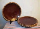 Vintage (4) HULL OVEN PROOF Brown Drip Glaze Pottery 10.5" Dinner Plates