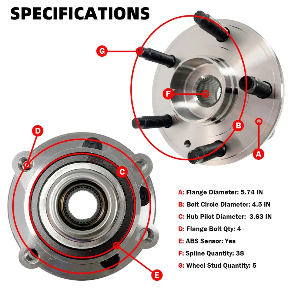Moog Front Wheel Bearing Hub Assembly Pair For Ford Taurus Flex Lincoln MKS MKT - Image 2 of 4