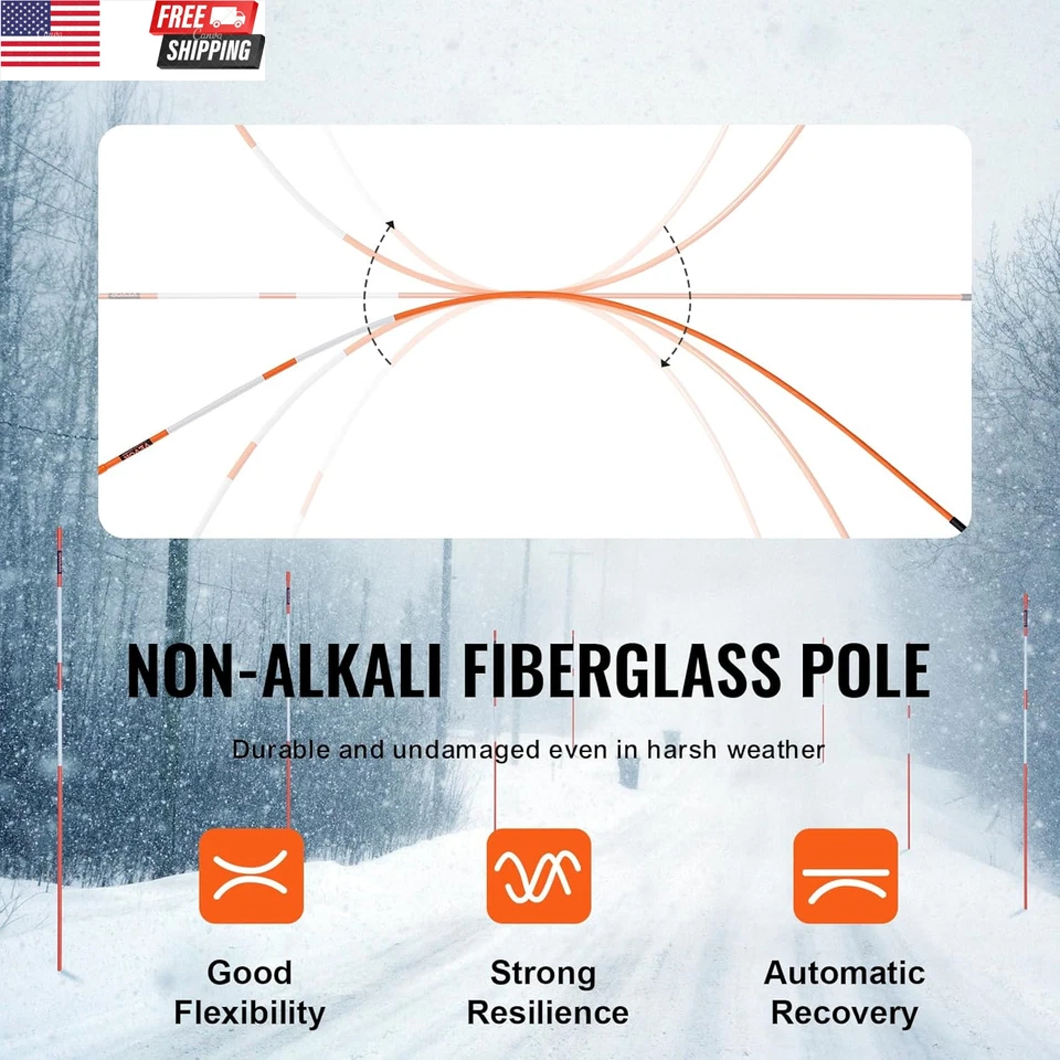 Marcadores de entrada, 100 piezas 48 pulgadas, 0,31 pulgadas de diámetro, postes de fibra de vidrio naranja S Foto 4 de 4