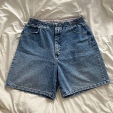 VTG Lee Mom Denim Jean Shorts Women's 14 W 30" Blue Medium Wash High Waisted