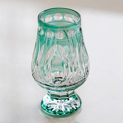 Old Fashioned Green Glencairn Glass 6oz Hand Cut To Clear Nosing Tasting Whiskey