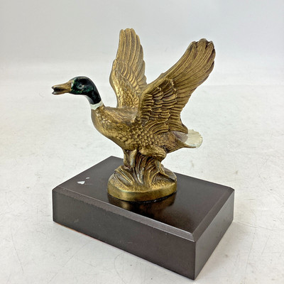Stockente Messing Ente im Flug Statue auf Ständer