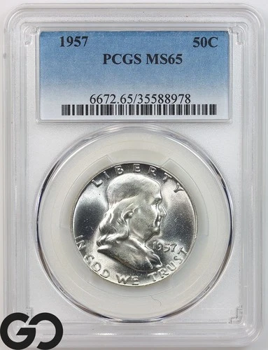 1957 Franklin Half Dollar PCGS MS 65 ** Flashy Lustrous Blazer!