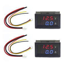 2 Pezzi 0.28" LED Voltmetro Amperometro, Multimetro Digitale Rosso E Blu Tester 