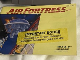Air Fortress NES In Box includes inserts & Manual w/MINT contents!