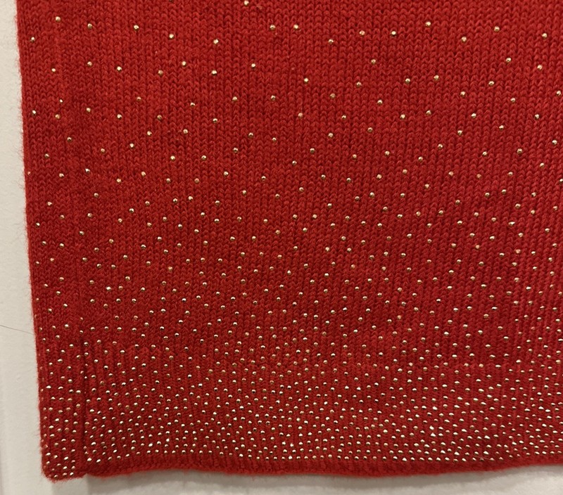 Knit Tube Skirt Red w/ Gold Accents Sz PS - 26" Diameter x 24" Long New Unworn