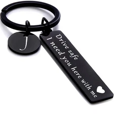 Drive safe keychain for Men, 26 Letter Keychain for boyfriend