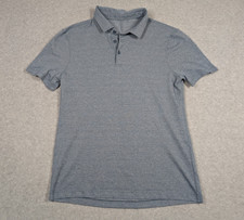 Lululemon Men Shirt Small Evolution Short Sleeve Polo Golf Performance Blue