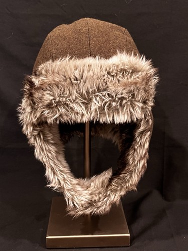 Kangol Wool Ushanka Wool Hat/Faux Fur Trapper Style Medium Brown Snap Closure - Picture 7 of 10