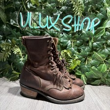 Vintage Packer Boots Women 8 Brown Leather La...