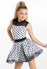 Weissman Dance Costume Polka Dot Dress white/black Style 12651 SC