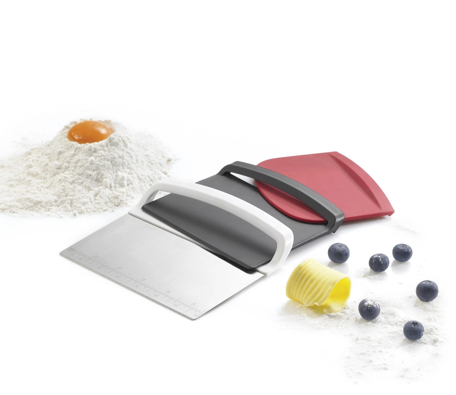 Kuchenprofi Scraper 3 Pc Set: Dough Cutter, Curved Edge And Flat Edge Scraper