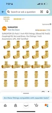 Set Of 25 Sungator Pex Fittings 1 Inch Set 10 Elbow, 10 Coupling, 5 Tee.