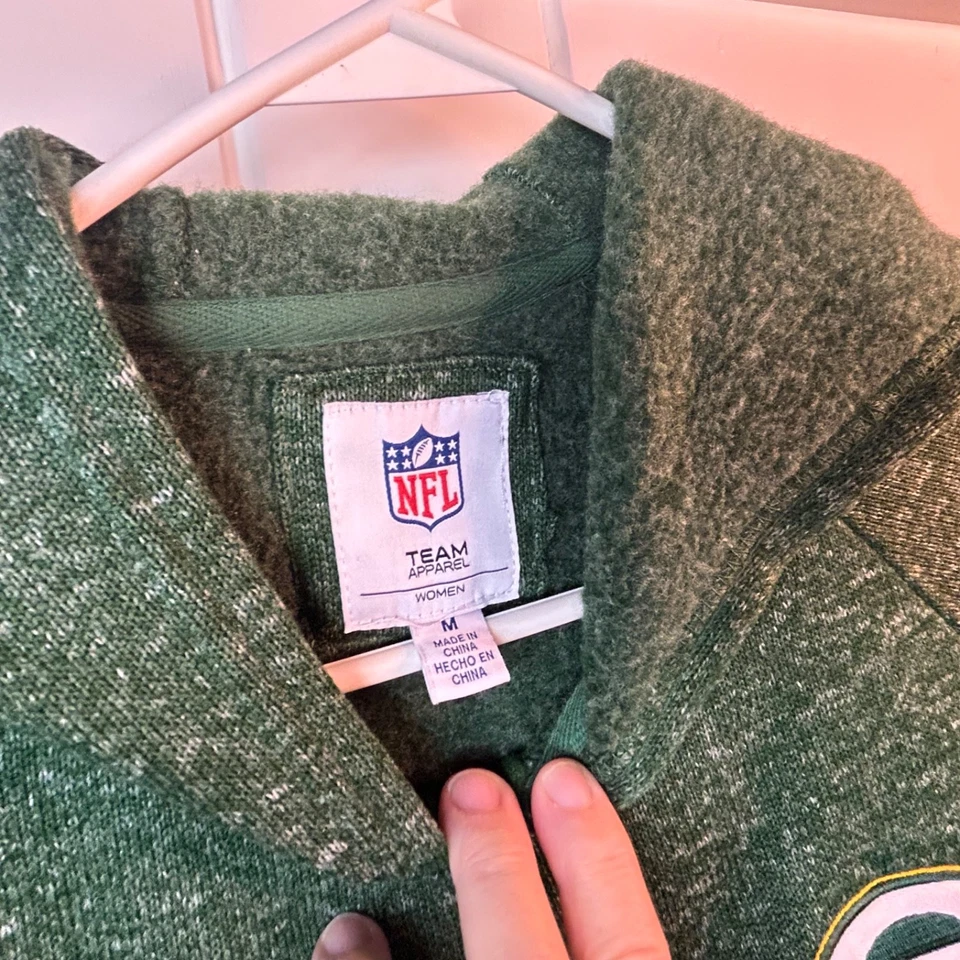 Sudadera con capucha Green Bay Packers cremallera completa verde polar para mujer mediana Foto 3 de 4