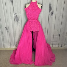 Sherri Hill Pink Sequined Romper and Detachable Skirt Girls Sz 12 Pageant Formal