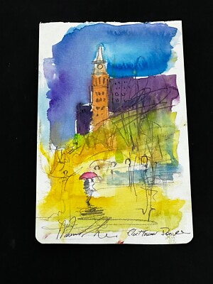 Michael Flohr Original Watercolor of Denver Clocktower - RARE ONE OF A KIND!
