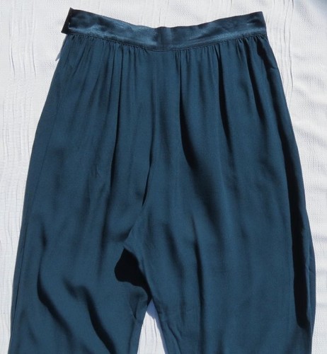 Corey Lynn Calter Anthropologie US women’s 6 S Teal Rayon Draped Trousers Pants - Picture 5 of 6