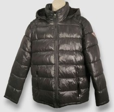  229 Guess Men's Gray Hood Puffer Water/Wind-Resistant Bomber Jacket Coat Sz M
