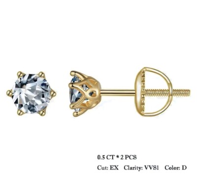 0,5ct Ohrringe Gelbgold Diamant Testpass Laborgefertigt VVS1/D/Brillant