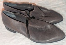 FRANCO SARTO Taupe Gray Leather Side Zippers Loafers Sz 8.5 M KRISTOF
