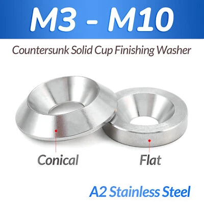 M3-M10 CUP COUNTERSUNK SCREW SOLID CUP FINISHING WASHER A2 304 STAINLESS - image 1 of 4