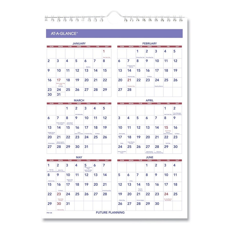 AT-A-GLANCE AAGPM128 Jan-Dec 2026 8" x 11" Monthly Wall Calendar New ...