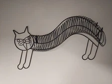 Funky Vintage Retro CAT Iron & Wire 40 Section Wall Mounted Record Holder