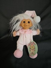 Vintage Russ Pajama Troll Soft Body Pink Striped PJs w/ Hang Tag
