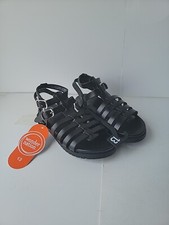 WONDER NATION Black Strappy Gladiator Flat Sandals Girls Size 13