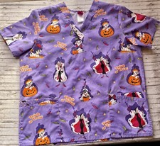 Disney 101 Dalmatians Halloween Nursing Scrub Shirt Used Size Large