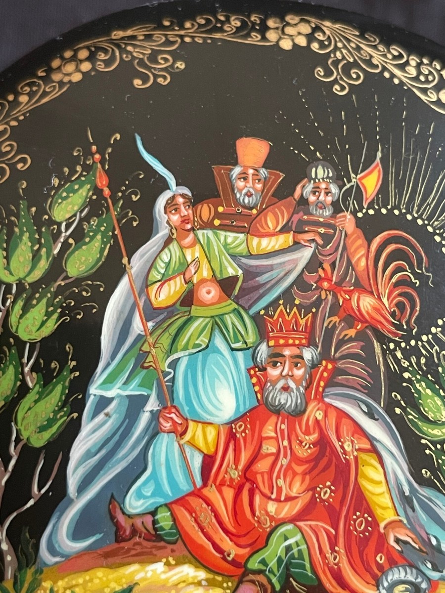 工芸品 VINTAGE Russian Palekh Lacquer Box 1996 VINTAGE 20th CENTURY RUSSIAN PALEKH LACQUER BOX USSR FAIRY TALE