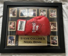 Boxing Nigel Benn And Steve Collins Hand Singed Glove And Photo Display COA 