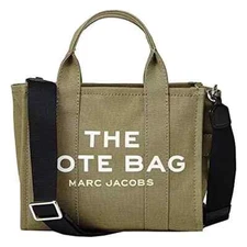 Marc Jacobs X1610 Khaki Traveler Cotton Tote Shoulder Bag Size 13x10x5 in