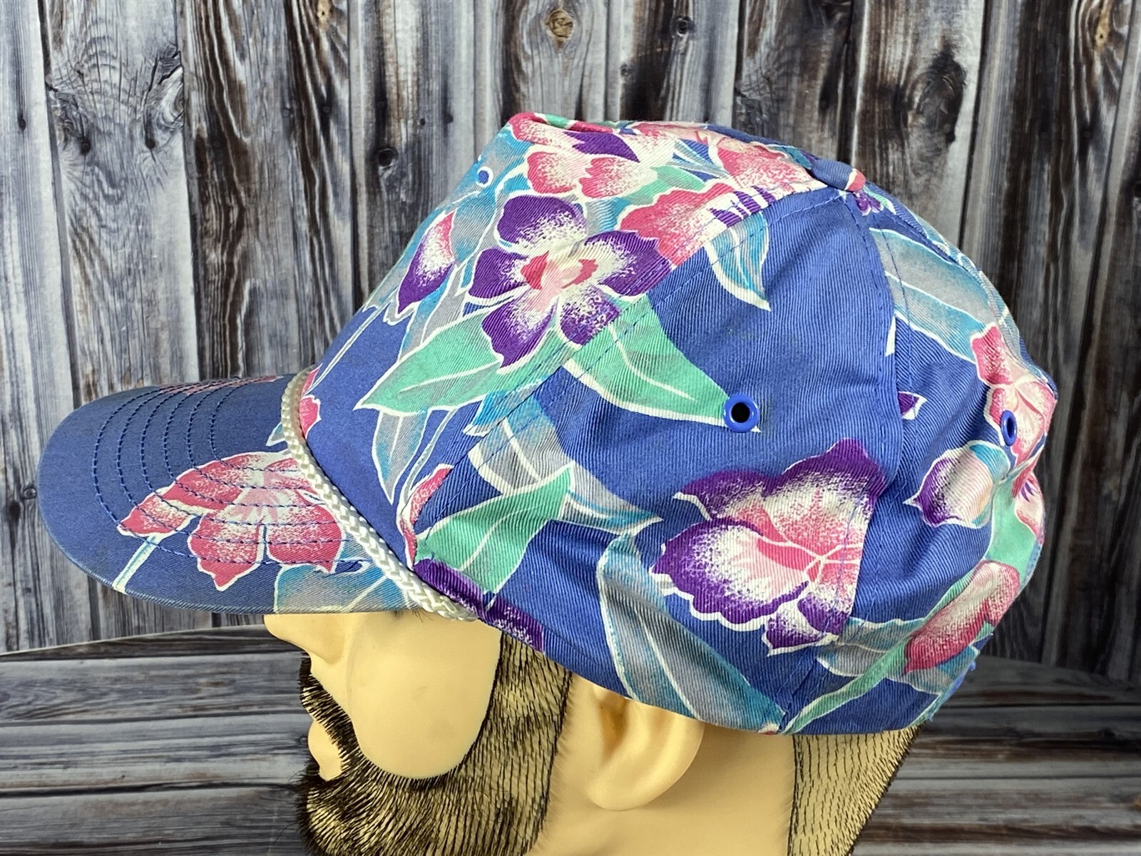 Vintage San Sun Hawaiian Tropical Floral Print Rope Snapback Trucker Hat